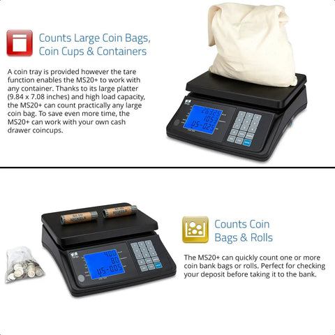 Portable Coin Counting Scale With Battery And Tare Function For Quick Value And Quantity Counts Lets You Track USD EUR CAD GBP Coins