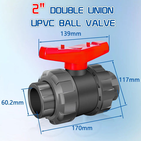 Diagram view of 2 Inch UPVC True Union Ball Valve Full Flow Double Union Schedule 80 PVC With EPDM O Rings For Irrigation Pool And Venting Systems
