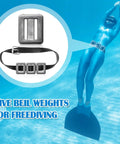 Four 2.2 Pound Dive Weights Set With Rubber Belt And Metal Buckle For Scuba Diving Freediving Spearfishing And Snorkeling displayed underwater