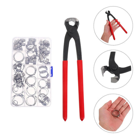 Top Tier Hose Clamp Kit With Stainless Steel Single Double Ear Clamps Plus Ergonomic Tightening Tool For 6mm To 23mm Pipes Marine And Repairs Leakproof Durable Efficient Fix, with clamp kit and pliers