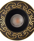 Adjustable Led Recessed Ceiling Light With Rock Solid Forged Brass Trim And Hella Bright 6000K Daylight Beam For Heavy Duty Commercial And Home Interior Installations, intricate brass design.