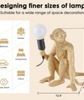 Resin Sitting Monkey Table Lamp With LED Light, Cute Animal Desk Lamp For Living Room, Bedroom, Gold Finish, Handcrafted Decor Accent