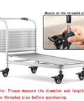 Heavy Duty Silent Polyurethane Swivel Caster Wheels With Threaded Stem And Dual Locking Brakes mounted on a cart with handle.