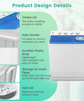 Dual Tub Portable Washing Machine With 30 Lb Wash Barrel And 18 Lb Spinner Drain Pump showing visible lid, side handle, and durable plastic body.
