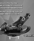 Front Steering Knuckle And Wheel Bearing Hub Assembly For 2001 2002 Civic With 1.7L Engine Left Driver Side Replacement