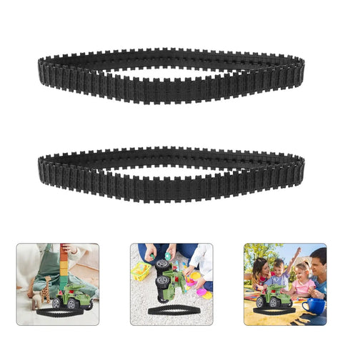 Two Pack Rubber Tank Tracks For RC Chassis Long Wide DIY Replacement For Crawlers, suitable for creative hobby projects.