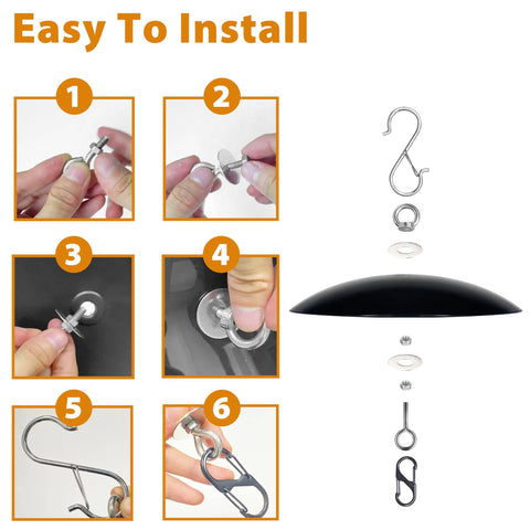 Easy installation steps for 13 Inch Hummingbird Feeder Shade Cover Rain Shield Dome for Outdoor Bird Feeders Two Pack.