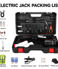 Premium 10 In 1 Electric Scissor Jack With Enhanced Safety And 3 Ton Capacity One Button Easy Lift Portable Auto Lift Kit For Sedans And SUVs Automatic 12V Tire Change And Quick Repair Kit For Emergencies shown with accessories in black case