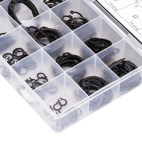 225Pcs C Clip Circlip Snap Ring Set For Machinery And Vehicles Retaining Fasteners Hardware Kit in storage box