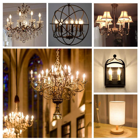 25W Dimmable Candelabra LED Bulbs 90 Plus CRI 200 Lumen Soft Warm White 2700K E12 B10 Candle Shape UL Listed 12 Pack for Chandeliers