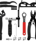 12 Piece Bicycle Chain Tool Set With Chain Cutter, Pliers, Measuring Tool, Flywheel Removal Wrench, Missing Links, And Cleaning Accessories For 6 To 12 Speed Road, Mountain And Gravel Bikes