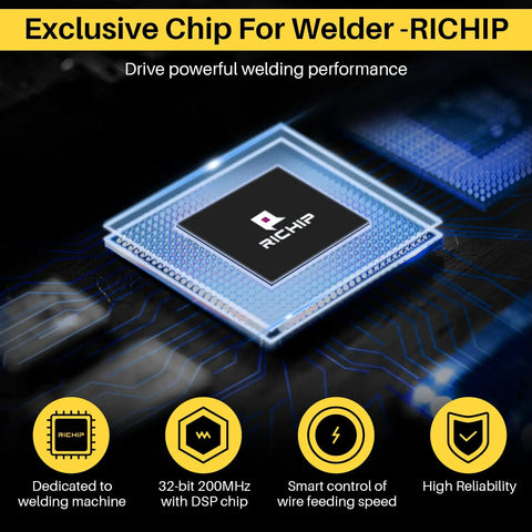 Exclusive RICHIP DSP chip in Dope Beginner Friendly MIG Welder 135E Flux Core 110V Inverter With Inner Wire Feeder Kit 100A DC.
