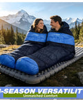 Go-To Lightweight 3-Season Sleeping Bag For Adults With Waterproof Shell Packable Backpacking Gear with couple outdoors