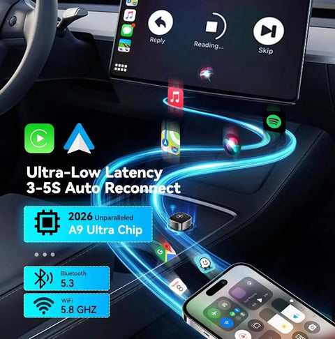 Genesis G80 2020 To 2022 Compact Wireless Adapter For In Car Streaming With Built In Heat Dissipation No Fuss Quick Auto Recognition Slim Dash Dongle For Stable Media Connectivity On Daily Commutes, shown on dash