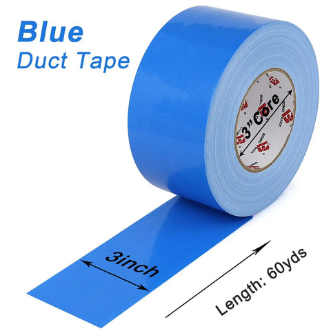 Blue Duct Tape 3 Inch By 60 Yards Waterproof 9 Mil Heavy Duty Tape For Indoor Outdoor Use No Residue Pro Grade All Weather Easy Tear Utility Tape For Home Projects And Repairs, roll with 3in and 60yd markings
