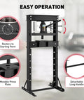 Beefy 20 Ton Hydraulic Shop Press With H Frame For Garage Floors Adjustable Plates And Built In Safety Valve Perfect For Metal Bending Straightening And Stamping Rugged Black Unit