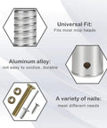 Aluminum Threaded Mop Handle End Repair Kit And Extension Pole Adapter Set Dual Pack For Broom Sticks Easy Screw On Connection Durable Silver Pole Upgrade with universal fit and variety of nails.