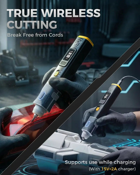 2 In 1 Wireless Ultrasonic Cutter With AI Auto Cooling System, 40kHz Vibration in use cutting and grinding materials