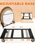 Heavy Duty Folding Table Cart With 5 Inch Swivel Locking Wheels Portable Black Table Rack for 60 Inch Round Tables, showing adjustable base