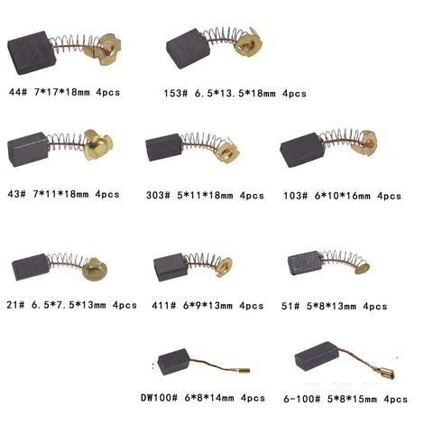 Image of 60 Piece Carbon Brush Set For Electric Motors, 10 Sizes For Replacement And Repair Of Power Tools, showing various graphite brushes.