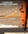 Badass 12V Cordless Rotary Tool Kit With 6 Variable Speeds Up To 25000 Rpm showing 6-speed adjustment for precision tasks