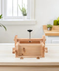 Wooden Tofu Press Mold Kit For DIY Homemade Tofu Making, 13x17x9.5cm, in kitchen setting with visible water drainage design