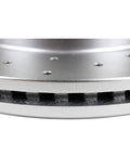 Close-up of drilled slotted brake rotor edge from the Front And Rear Drilled And Slotted Brake Rotors With Ceramic Pads Kit For Honda CR V 2007 2011 AWD CR V 2012 2016 AWD And RDX 2010 2012 FWD Performance Replacement.