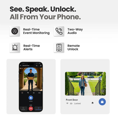 All In One Front Door Smart Lock With Palm Vein And Fingerprint Scanning Keyless Entry Video Camera And Smart Doorbell Slick Design Hassle Free Setup Unbeatable Security Edge