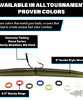 Bait Saver O Ring Set For Senkos And Worms That Prevents Tearing On Wacky Rig And Neko Rig 100 Count Black Fits 4 To 5 Inch Soft Plastics For Dock Snags And Cover Fishing. 4-5 inch wacky rings with worm and hook