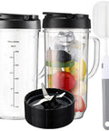 Tall 22oz Blender Cup With Flip Top To-Go Lid And Cross Blade, Replacement Parts For 250W Blenders, Clear Cup With 650ml And 22oz Measurement Marks, Mug With Handle, Compatible With MB1001 MBR-0701AK MBR-1701 MBR-1702 MB-BX1770-02