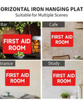First Aid Room 8x12 Aluminum Safety Sign for indoor outdoor use in bar, cafe, entrance, study settings, red plaque display.