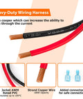 Close-up of Toyota LED Wiring Harness Kit with LED Light Bar Push Button Switch for Tacoma 2012 2024 heavy-duty copper wires.