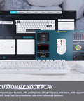Top Shelf 60 Percent Hall Effect Keyboard And Wireless Mouse Combo Featuring 8K Polling Rate And Ultra Low Latency showing customizable settings on screen.