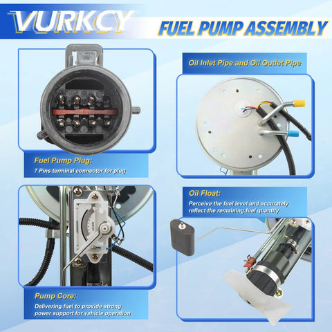 Electric Fuel Pump Module Assembly With Sending Unit For 1998-2000 Ford Crown Victoria, Lincoln Town Car, Mercury Grand Marquis V8 4.6L Replacement E2272S Compatible In Tank Fuel Pump Kit For Smooth Starts And Reliable Fuel Delivery components and features