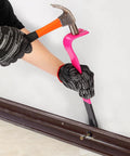 Using Heavy Duty Flat Pry Bars Set 12 Inch 15 Inch 18 Inch Crow Bar Nail Puller Pink And Black Angled Curved Head Tool with hammer