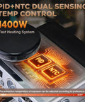 Everyday Home Barista Espresso Machine With Built In Grinder showing PID and NTC dual sensing temperature control system.