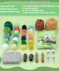Beginner Needle Felting Kit With Succulent Designs, 15 Piece Set Including Wool Roving, Foam Mat, Felting Needles And Wooden Handle