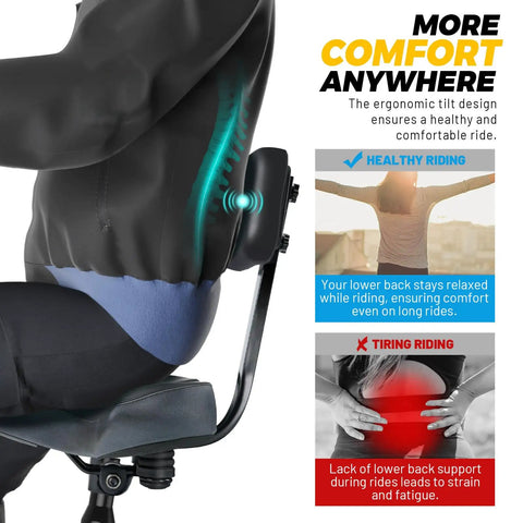 Oversized Bike Seat With Backrest For Maximum Comfort On Long Rides Wide Bicycle Saddle Replacement For Tricycle Electric Commuter And Stationary Bikes Soft Thick Foam Padding Waterproof Adjustable, side view on chair