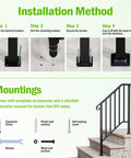 Installation steps for Hella Secure 2 Pack Outdoor Stair Handrails For 2 To 3 Steps Rock Solid Galvanized Metal Porch Railing.