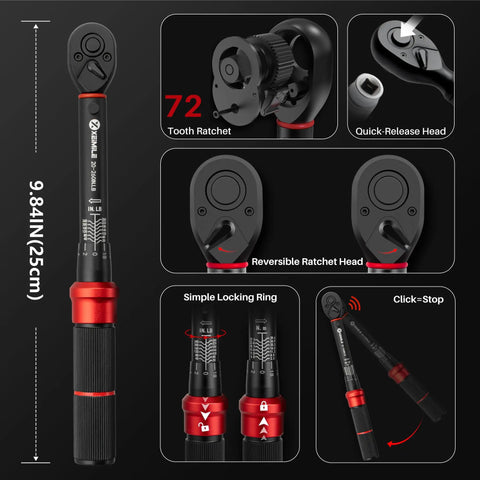 Close-up of 72 tooth ratchet from 52 Piece Torque Wrench And Screwdriver Set With One Quarter Inch Drive, 20 To 260 Inch Pound, 2.3 To 29.4 Nm Dual Range for DIY Bike and Gunsmithing, featuring reversible ratchet head.