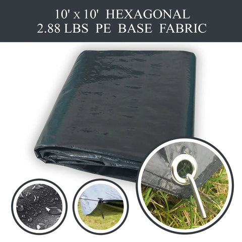 Heavy Duty Waterproof 10x10 Tarpaulin Ground Cover For Outdoor Camping, Rust-Resistant Grommets, 10 Mil Thick PE Floor Mat