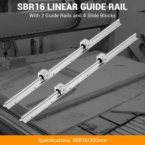 Aluminum Alloy Linear Guide Rail Kit 2 Pack SBR 16 800mm Round Rails For Smooth Motion
