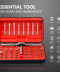 All-Purpose 42-In-1 Magnetic Ratchet Screwdriver Set With S2 Steel Bits in red storage case, lid open showing bits and handle