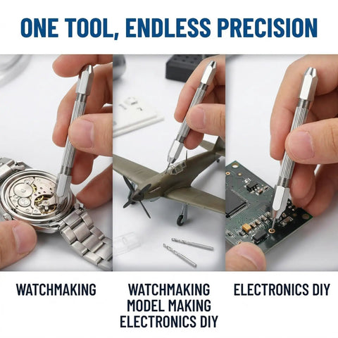 Top Shelf 6 Piece Double Ended Pin Vise Kit For Jewelry Making And Wire Twisting Features Hella Smooth Mini Hand Drill Handle For Copper Winding Diy Hairpin Keychain Jewelry used for detailed watchmaking and model making.