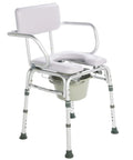 Deluxe Padded Shower Chair with arms and commode opening, waterproof seat and backrest, 300 lb weight capacity, knock down design.
