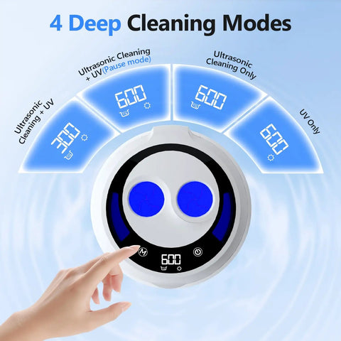Control panel showing settings for 48 Khz Ultrasonic Retainer Cleaner Using UV C Sanitizing Power to Crush Daily Buildup Fast.