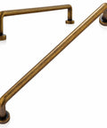 Antique Brass Cabinet Pulls 5-Pack, 7-9/16 Inch Center Bar Drawer Handles, vintage hardware upgrade for kitchen cupboards and dressers.