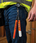 Retractable Marker Holder With Four Foot Cord For Skribes Paint Markers Fits Ultra Fine Fine And Chisel Tip Permanent Markers Keeps Pencils And Markers Handy On The Job attached to worker's belt