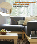Forty Piece Stainless Steel Sectional Couch Connectors With Screws, Tough As Nails interlock brackets securing couch feet.