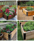 Heavy Duty L Shaped Corner Brackets For Raised Garden Beds 8 Piece Set Rust Proof Carbon Steel used in planter boxes with flowers.